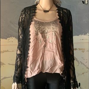 Super cute sequined, strappy lace up camisole